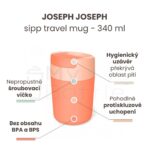 Cestovní hrnek s hygienickým uzávěrem JOSEPH JOSEPH sipp travel mug - korálový 340 ml - Obrázek 2
