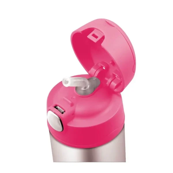Dětská termoska s brčkem Thermos - růžově nerezová 470 ml